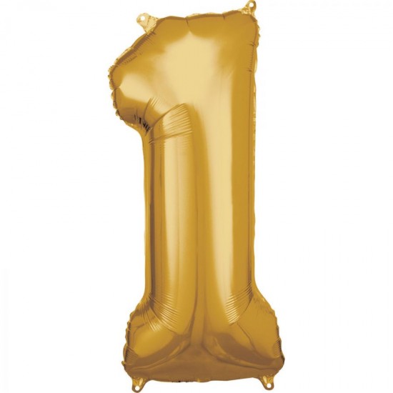 9906266 palloncino foil supershape n. 1 color oro 86 cm.