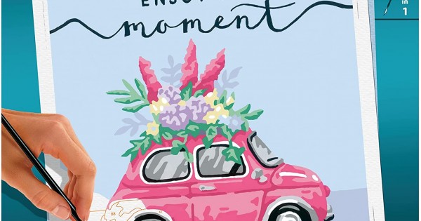 Ravensburger - CreArt Enjoy the Moment, Macchina, Kit Dipingere i Numeri,  Contiene Tavola Prestampata 20x20 cm, Pennello - Ravensburger - Creart -  Pittura - Giocattoli