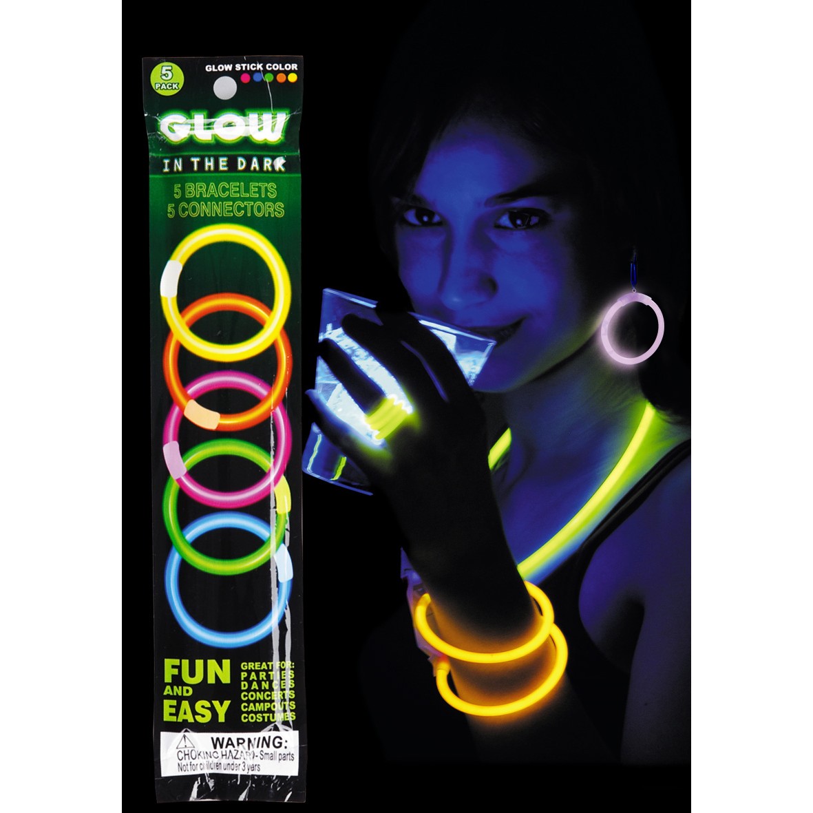 04714 5 bracciali luminosi colori assortiti