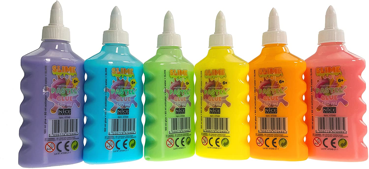 47048 colla slime diy 6 colori pastello 180 ml.